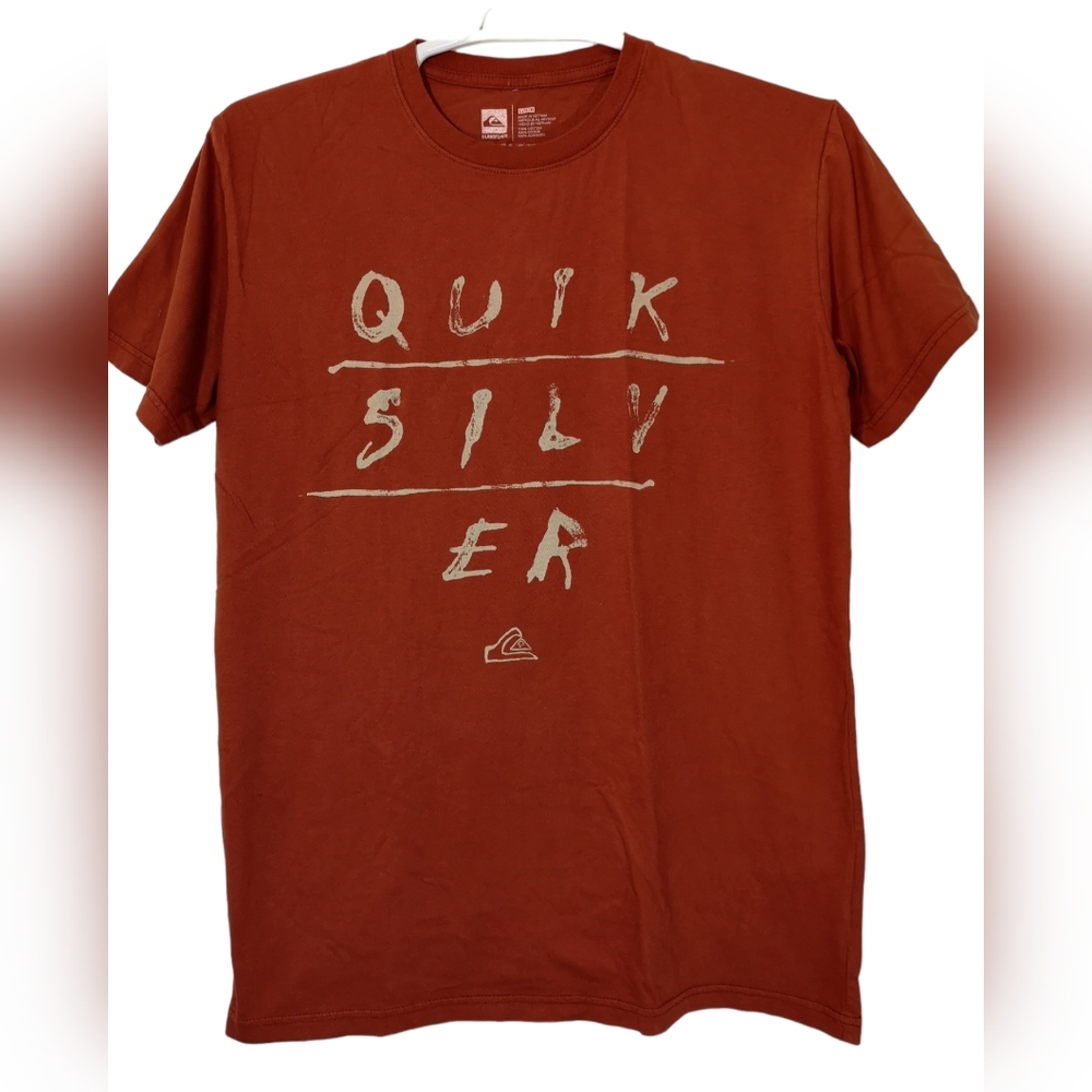 Quiksilver  Cotton  Graphic Men's T-Shirt  Orange  Size L  Short Sleeve
